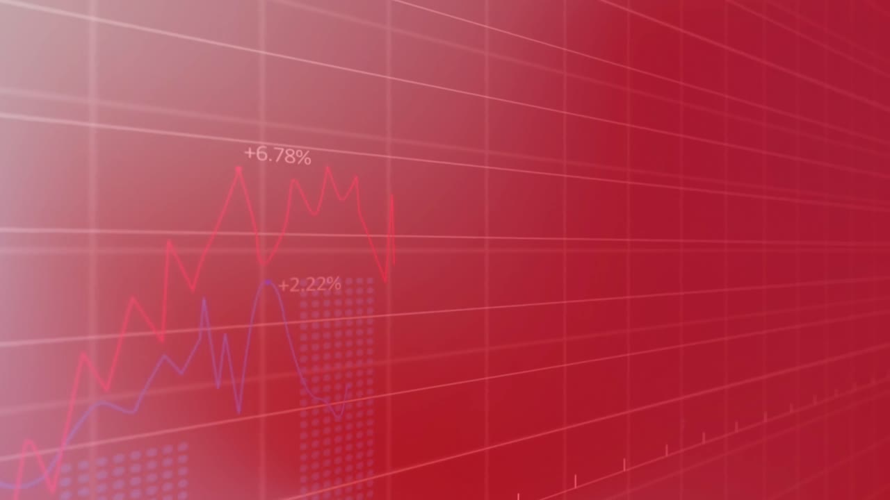 분홍색 그라디엔트 배경에 대한 그리드 네트워크를 통해 통계 데이터 처리의 애니메이션