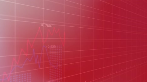 animación del procesamiento de datos estadísticos a través de la red de cuadrícula contra un fondo de gradiente rosa