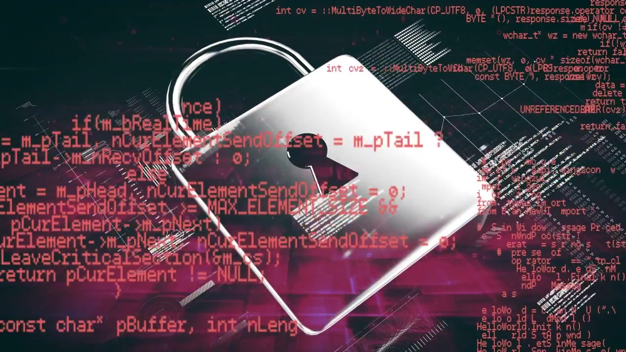 Digital Security Concept with Padlock and Streaming Code