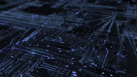 aerial view of animated circuit board