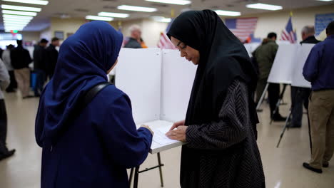 voters cast ballots at a polling place