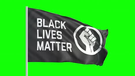 black lives matters flying flag with green screen at background