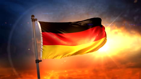 germany flag backlit at beautiful sunrise loop slow motion 4k