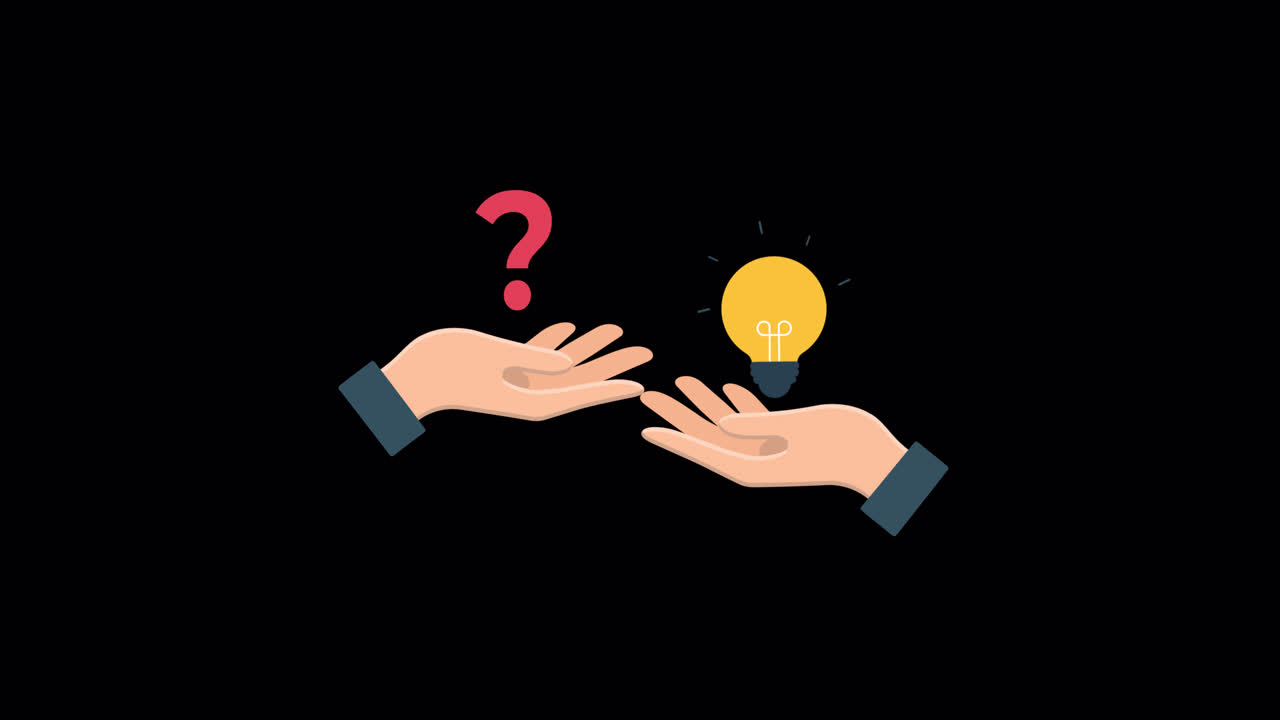Cartoon Hands Presenting Question and Idea Lightbulb