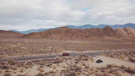 a car driving in the desert