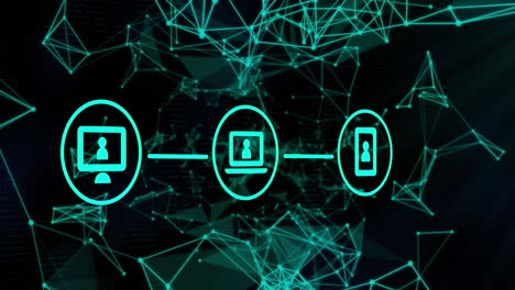 network of digital icons against plexus networks