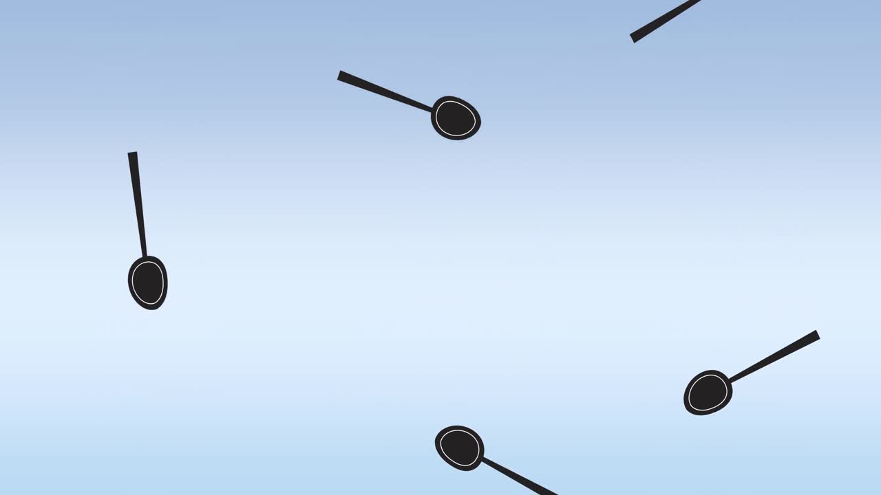 Composition of spoon icons on blue background