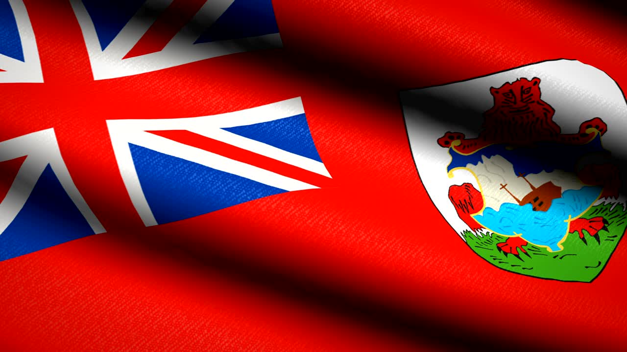 Bermuda Flag Waving Textile Textured Background. Seamless Loop Animation. Full Screen. Slow motion. 4K Video