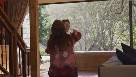 family spending time together at home in the daytime 4k