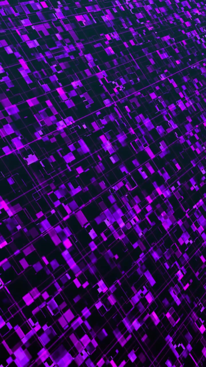 Abstract Digital Grid Background with Glowing Purple Squares