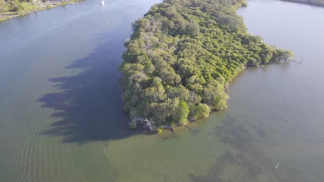 Lush-Vegetation-on-Chinderah-Bay-and-the-Tweed-River,-New-South-Wales,-Australia-Aerial