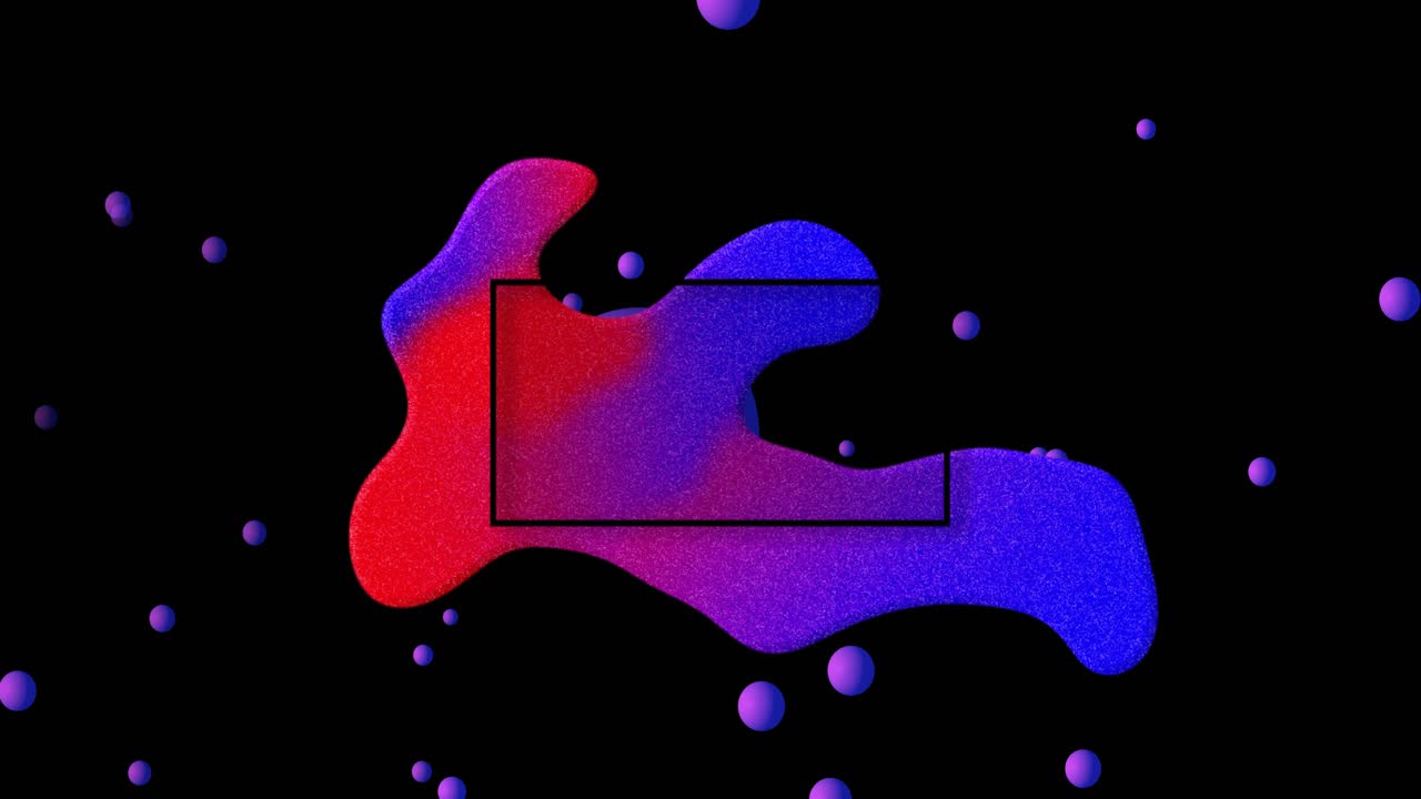 Animation of sale text over colourful blot and spheres on black background