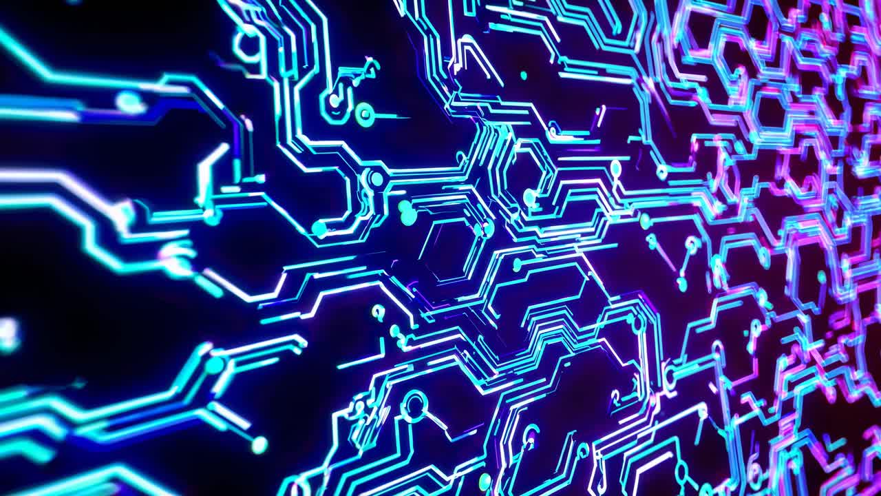 patrón de placa de circuitos de neón abstracto