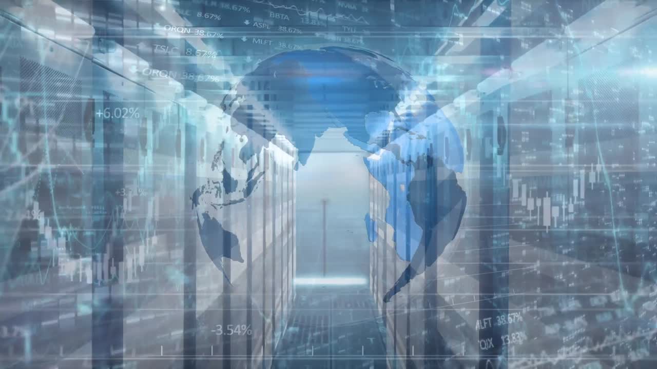 다양한 금융 데이터, 그래프 및 서버를 통해 지구의 애니메이션