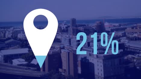 location pin and percentage over landscape