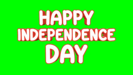 Animation-text-happy-independence-day-motion-graphics-cartoon-with-red-white-color-text-on-green-screen