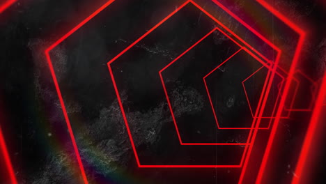 animation of digital tunnel of red neon shapes on black background