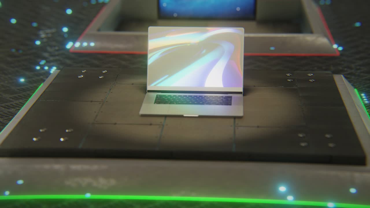 평평한 스타일의 컴퓨터와 노트북의 4k 비디오