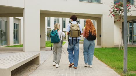 students walking on college campus