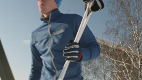 cross-country skier preparing for a training session