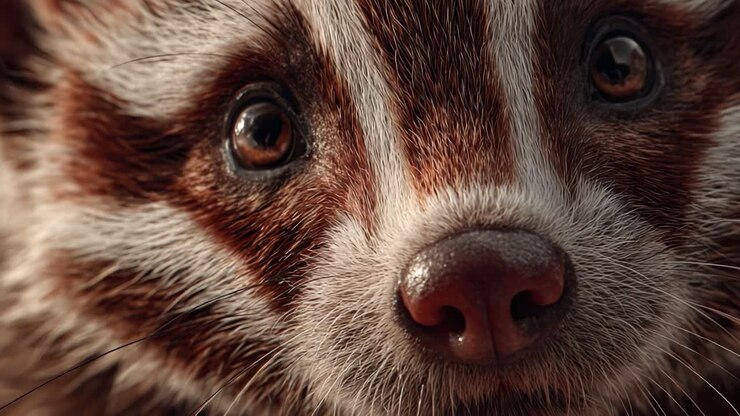 Um Close-Up Íntimo de um Rosto Animal Marcante, Capturando os Detalhes Intrincados da Pelagem, Olhos e Bigodes, Evocando uma Sensação de Conexão com a Natureza e a Vida Selvagem