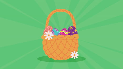 easter basket with decorated eggs