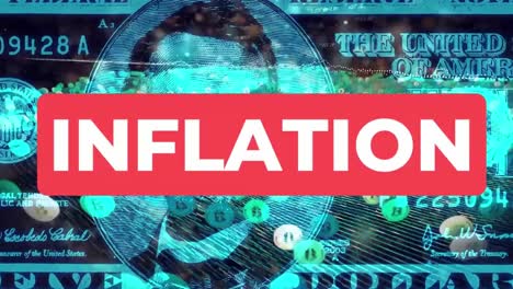 tipo de tecnología de criptomoneda "inflación" en tipografía de animación