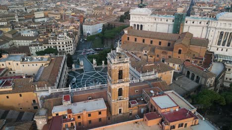 beautiful orbiting drone shot above piazza del campidoglio