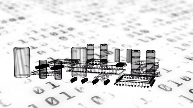 Animation of binary coding and data processing over computer processor