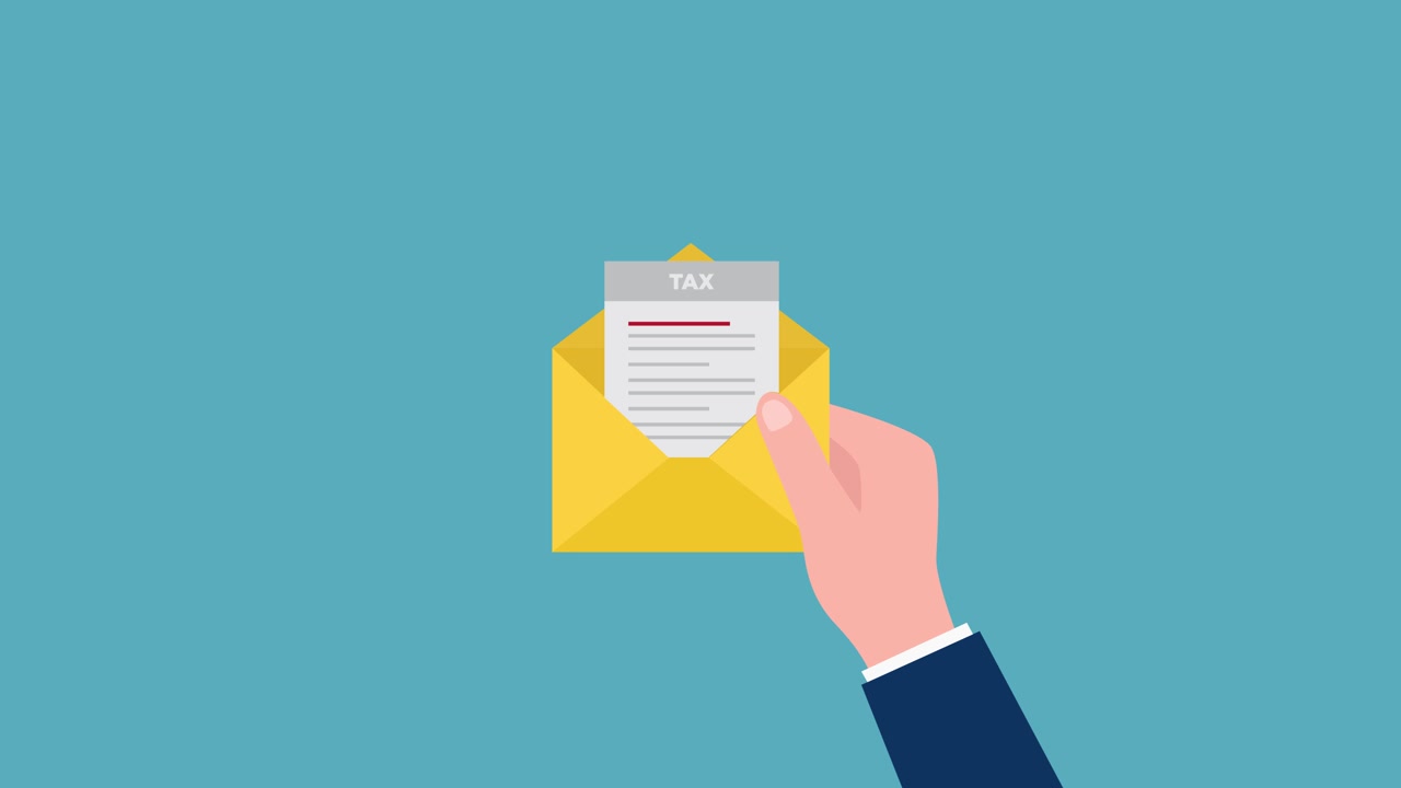 Animated Hand Holding a Tax Document in an Envelope