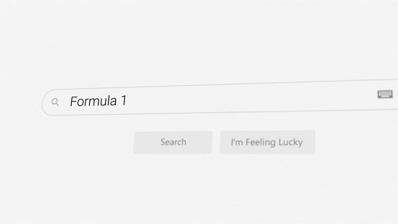 Searching for Formula 1 on Internet browser