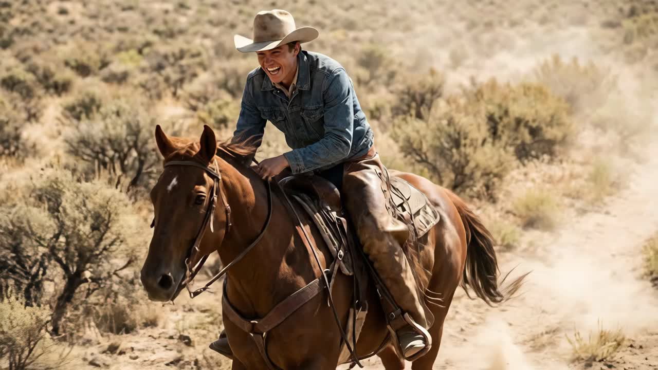 Un vaquero a caballo en el desierto