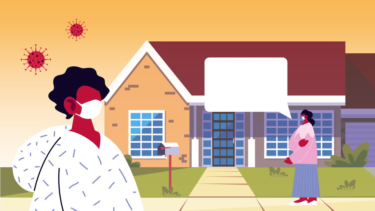 길거리에서 covid-19에 대한 의료 마스크를 착용하는 커플