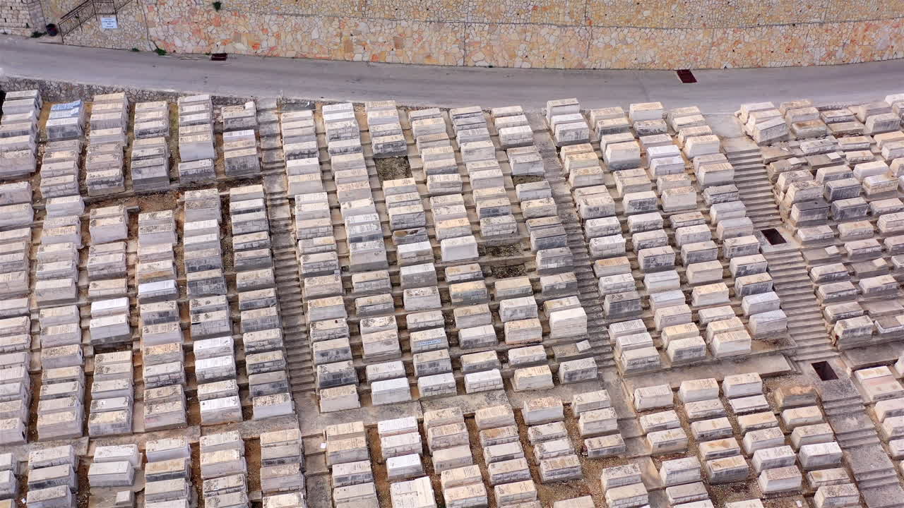 Aerial Footage Over Jewish Cemetery, Jerusalem