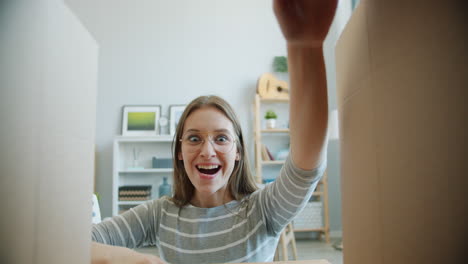 happy woman excited about moving