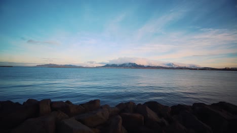 panning shot on the icelandic ocean shore