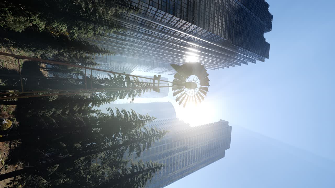 숲 언덕과 도시