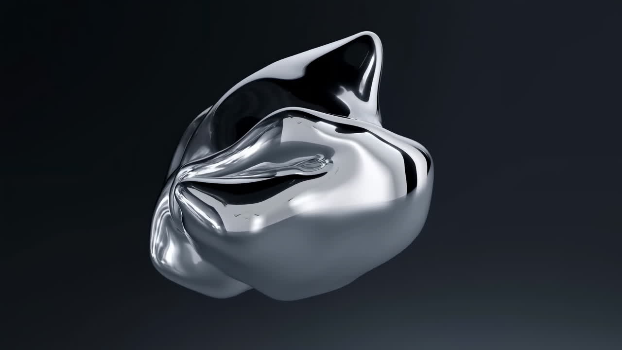 Abstract Metallic Liquid Shape Morphing on Dark Background
