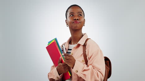 Student,-woman-and-thinking-of-project-in-studio