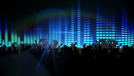 animation of crowd dancing in music club and lights