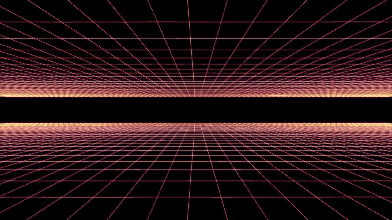 Wireframe Digital Landscape Flat Tunnel Concept Hologram 3D Rendering Motion Background.