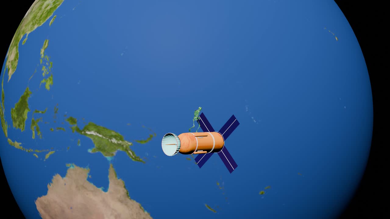 el esqueleto bailando en el satélite