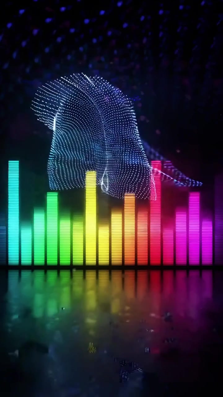 Vibrant Music Equalizer Bars with Abstract Particle Effect