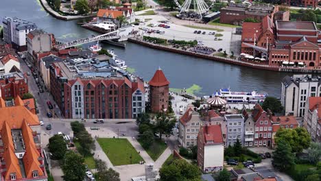 exploring gdansk, poland, aerial view of old town and attractions