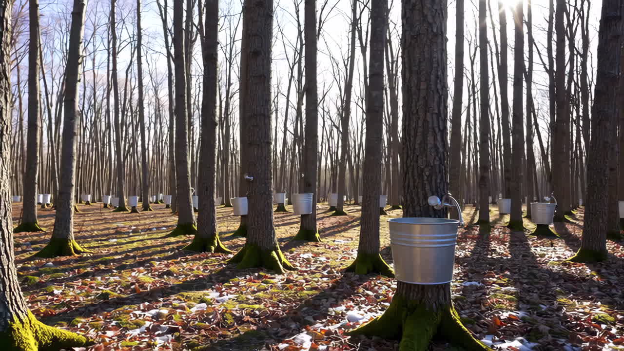Maple Sap Collection in a Sugarbush
