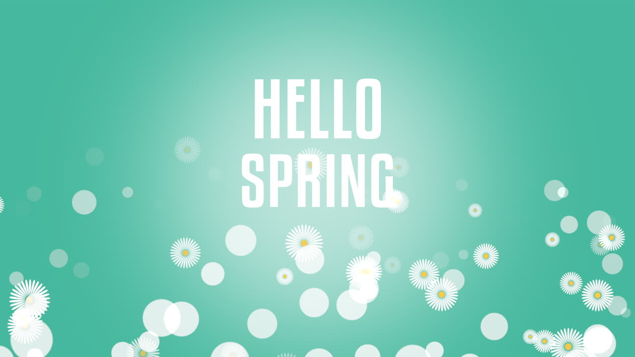 안녕하세요 녹색 그라데이션에 흰색 꽃이 날아다니는 봄입니다