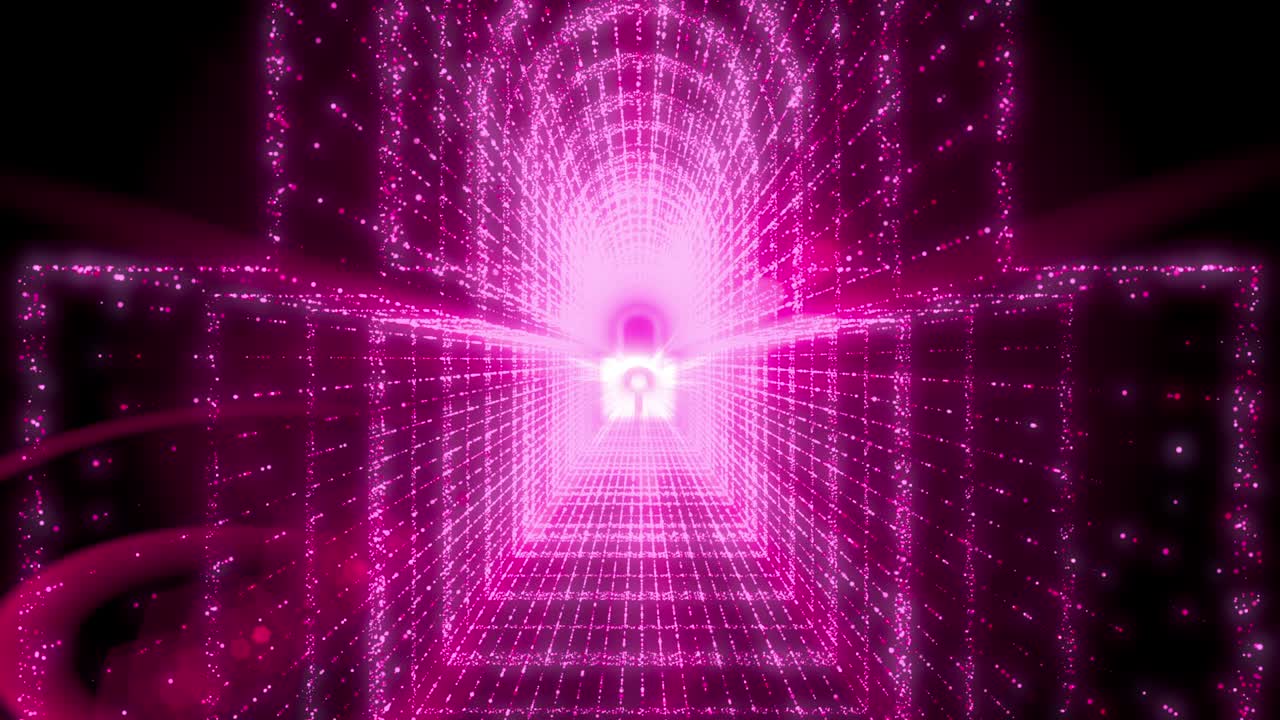 forma de cerradura luz brillo golpe de neón parpadeo animación de bucle de partículas