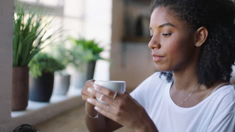 Relax,-thinking-and-black-woman-with-coffee