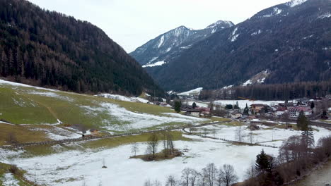 an alpine meadow in winter located in italy near the austrian border