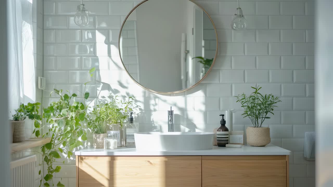 Bright and Modern Bathroom with Plants